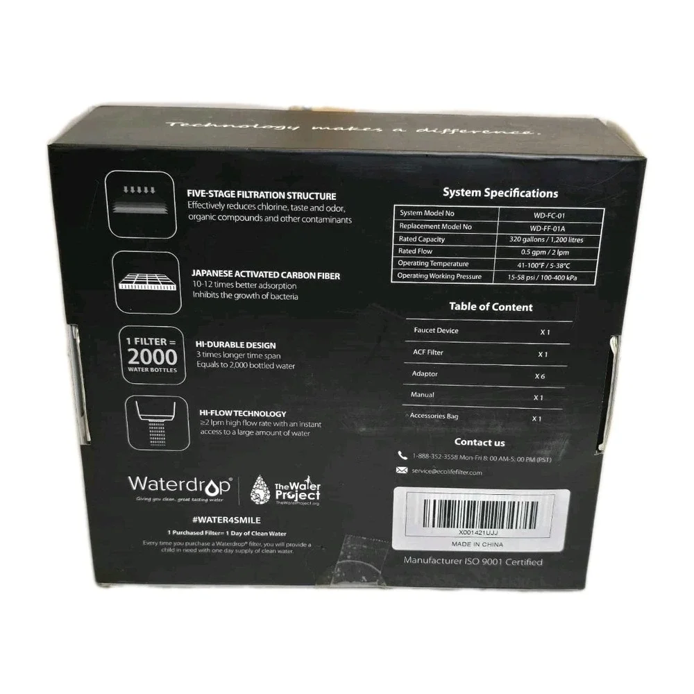 Waterdrop WD-FC-01 Faucet Filtration System - Activated Carbon‎ Fiber